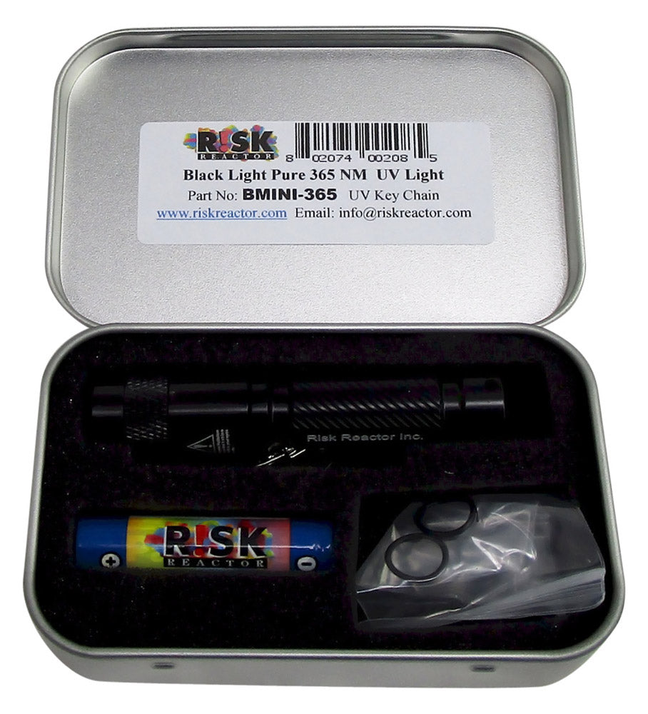 BMINI-365 Powerful Mini 365 nm UV Flashlight Key Chain 1 AAA Included