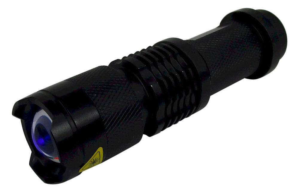 MINIZOOM-365 UV Flashlight with Adjustable Lens – Batteries Included